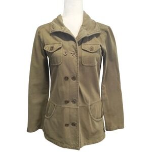Prana Tori Olive Green Jacket Double Breasted Utility Military Womens Size M